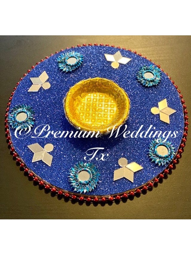 Blue Mehndi Plates - Premium Weddings TX