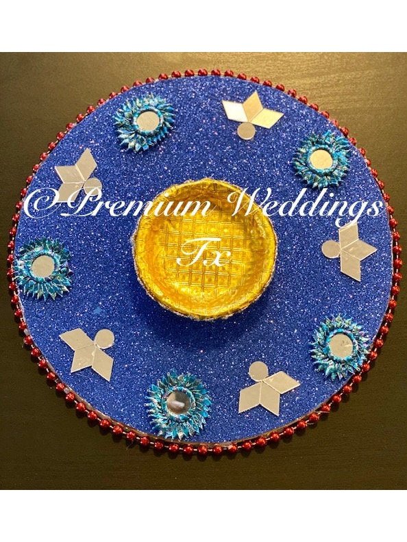 Blue Mehndi Plates - Premium Weddings TX
