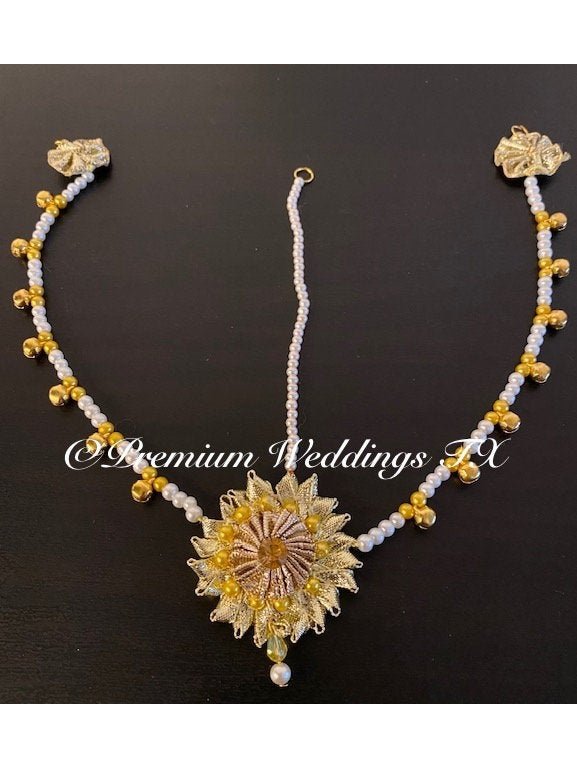 Gotta Jewelry Maang Tikka - Yellow - Premium Weddings TX