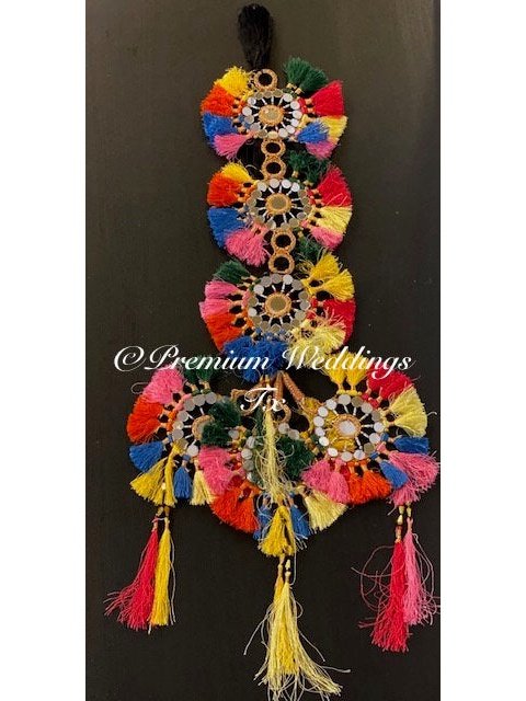 MultiColor Resham Mirror Paranda - Premium Weddings TX