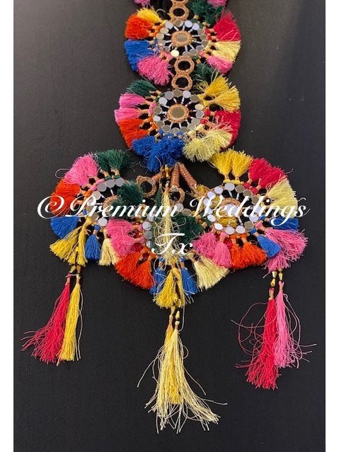 MultiColor Resham Mirror Paranda - Premium Weddings TX