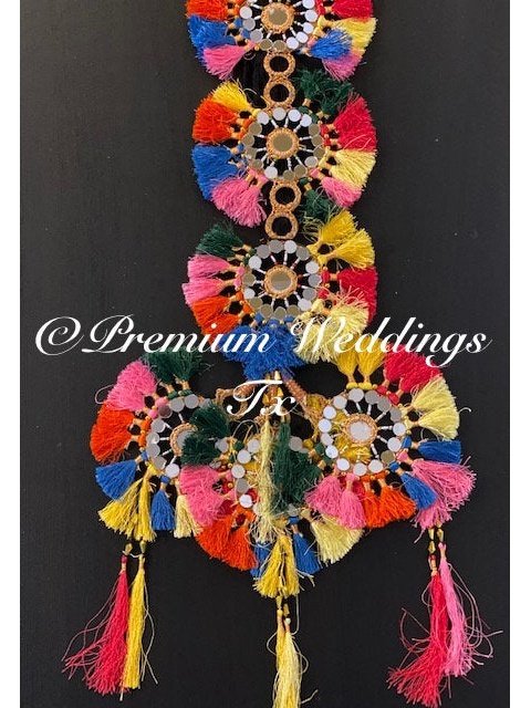 MultiColor Resham Mirror Paranda - Premium Weddings TX