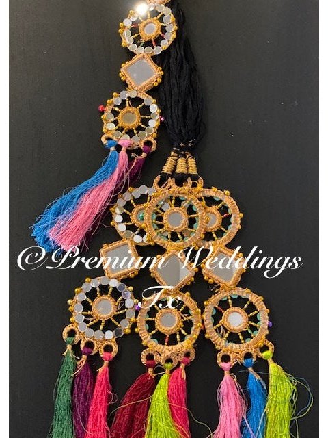 Paranda, MultiColor Mirror Paranda, Hair Accessories, Dulhan, Bridesmaids Gifts, Shaadi, Mehndi, Mayoon, Haldi, Punjabi, Indian, Pakistani