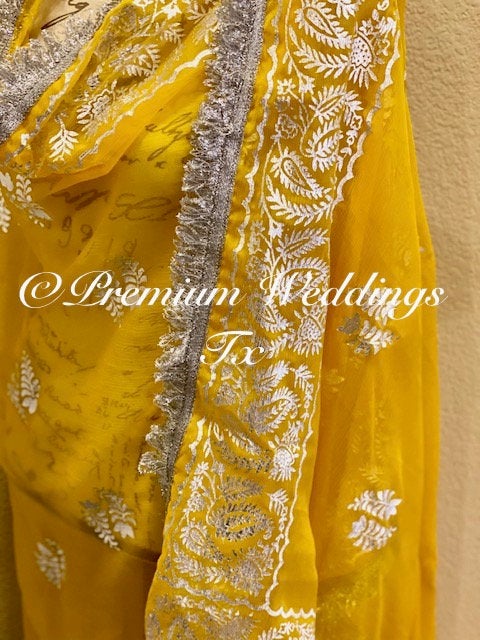 Yellow Haldi / Mayoun Dupatta - 1Ct - Premium Weddings TX