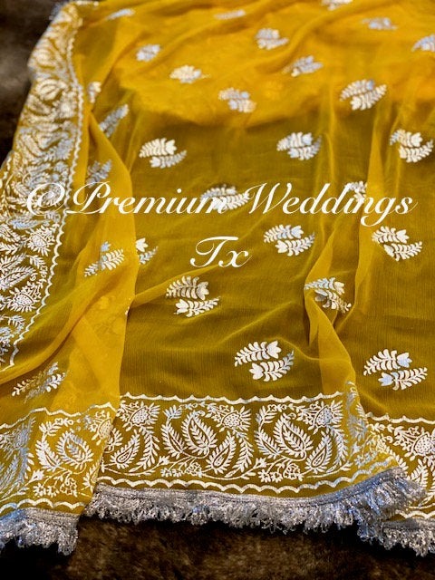 Yellow Haldi / Mayoun Dupatta - 1Ct - Premium Weddings TX