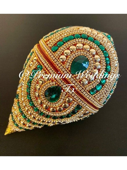 Green & Gold Coconut Cover - 1Ct - Premium Weddings TX