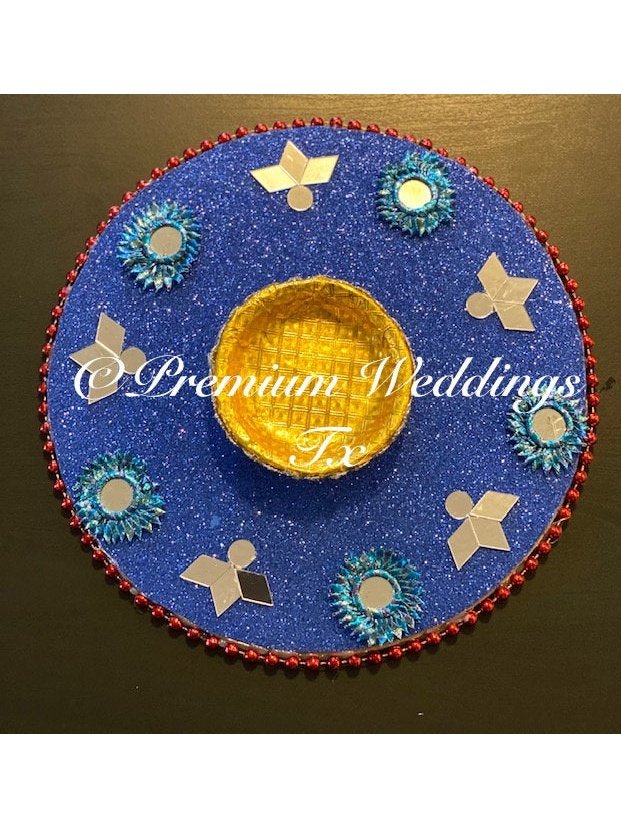 Blue Mehndi Plates - Premium Weddings TX