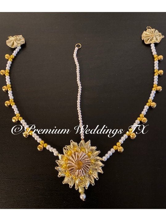 Gotta Jewelry Maang Tikka - Yellow - Premium Weddings TX