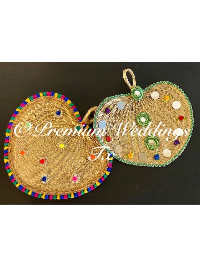 Gold Decorative Hand Fans - Premium Weddings TX