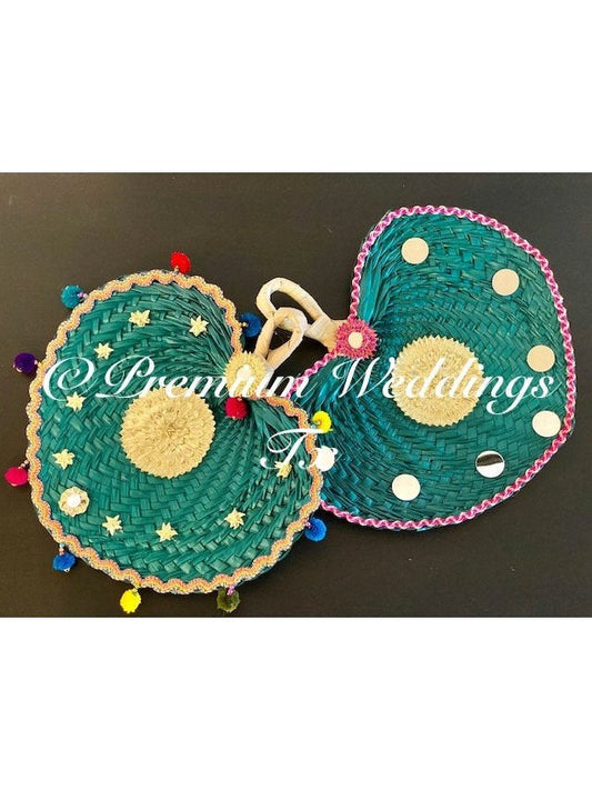 Teal Decorative Hand Fan - Premium Weddings TX