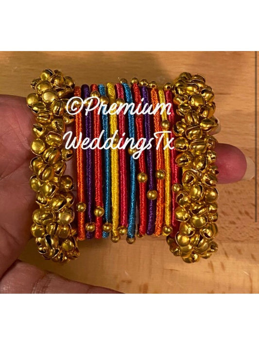 Assorted Color Resham Bangles Set - 2.6 - Premium Weddings TX