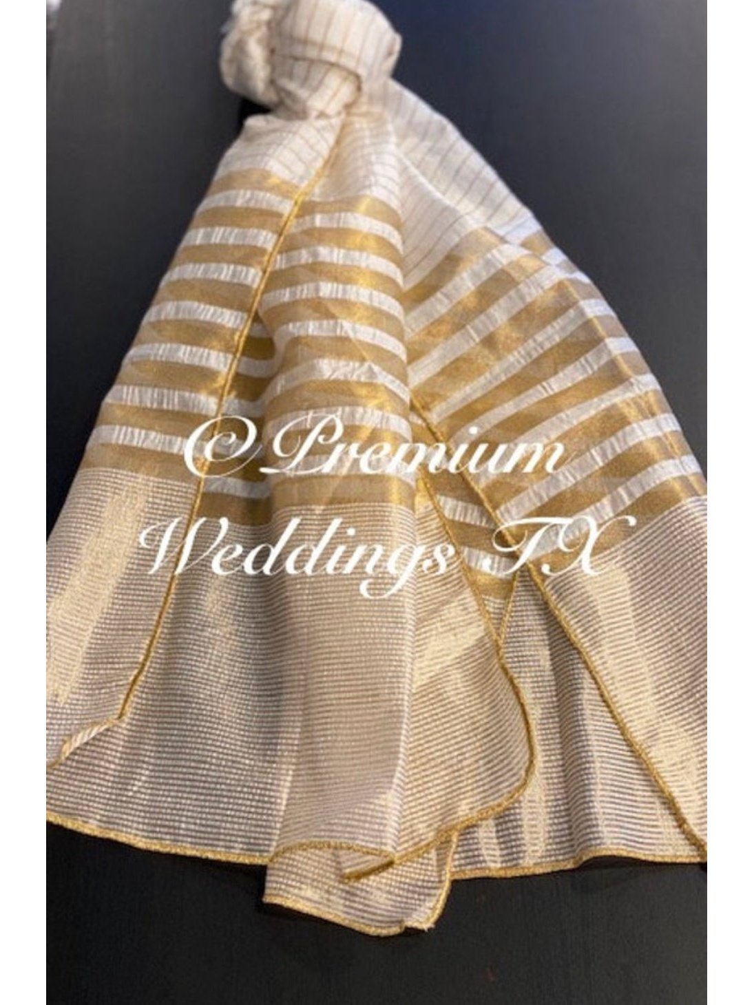 Men's Dupatta - White & Gold - Premium Weddings TX