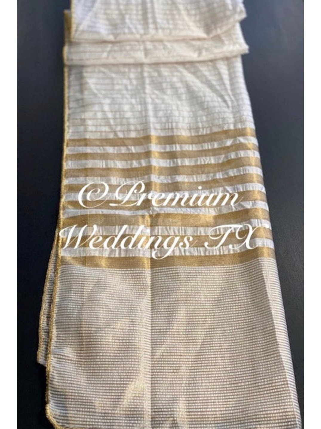 Men's Dupatta - White & Gold - Premium Weddings TX